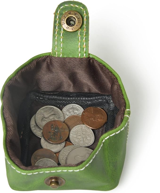 Jajmo Legacy Leather Coin Pouch Change Holder Mini Pocket Wallet for Men Women (Green, Pack of 1)