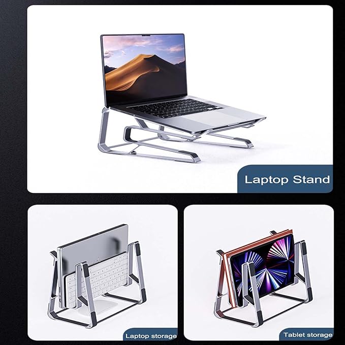 Aluminum Laptop Stand for Desk,Ergonomic Computer Riser,Detachable Portable Laptop Holder,Compatible for MacBook,Tablet and Laptops in 10"-15.6"(Silver)