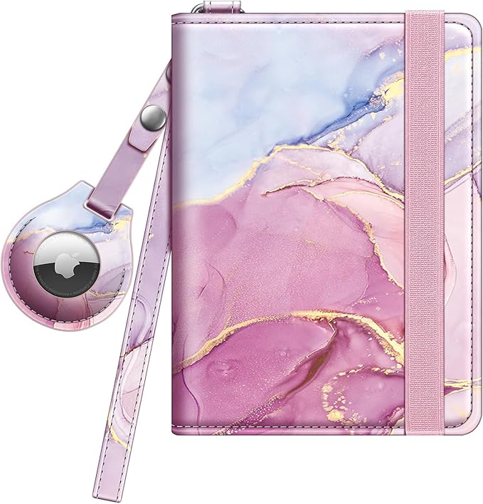 Fintie Passport Holder with Airtag Holder, Slim Travel Wallet RFID Blocking Passport Cover Protector Essentials with Credit Card Slots for Women/Men