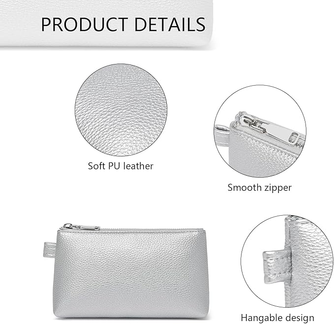 PU Leather Makeup Simple and Convenient Handbag Small Exquisite Storage Bag (PU/Pearl Silver)