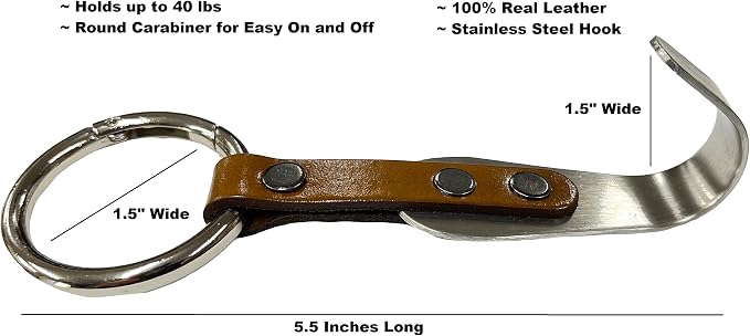 Car Headrest Hanger Purse Hooks 2 Pack Black Premium Leather Stainless Steel Car Seat Head Rest Storage Organizer Universal for Handbag Purse Vehicle Car Black