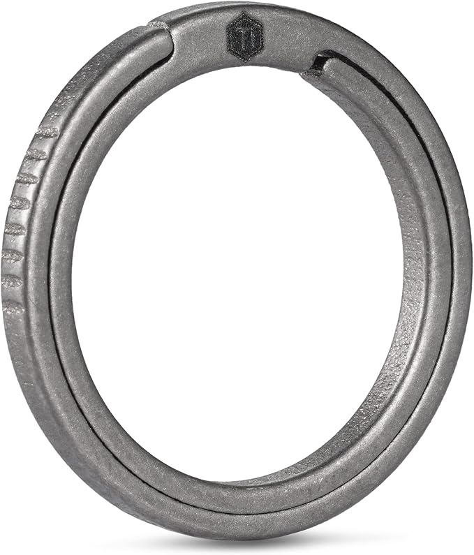 KeyUnity Titanium Flat Key Rings, 33/25/17.5mm Side Pushing Split Ring for Key Carabiner Flashlight Knife Dog ID Collar Tag
