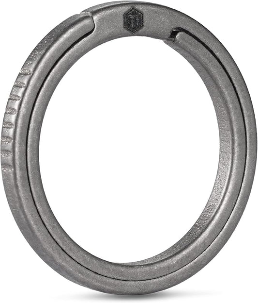 KeyUnity Titanium Flat Key Rings, 33/25/17.5mm Side Pushing Split Ring for Key Carabiner Flashlight Knife Dog ID Collar Tag