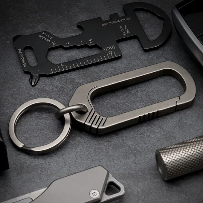 Titanium Key Holder Heavy Duty Quick Release Keychain Clip with Key Ring for Men and Women