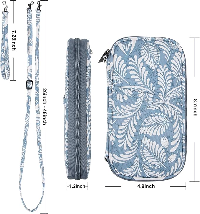 RFID Passport Wallet with Vaccine Card Slot, Family Travel Passport Holder Document Organizer Bag with Wrist & Neck Double Strap