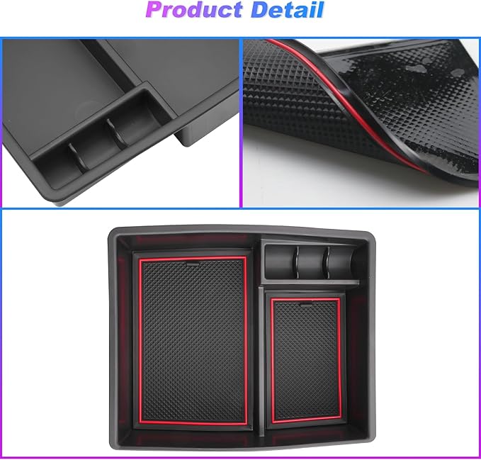 SXCY for 2024 2025 2026 Toyota Tacoma Center Console Organizer for Toyota Tacoma 2025 2026 Accessories Console Tray for 2024-2026 Tacoma Console Organizer 2024-2026 Tacoma Limited Accessories Red