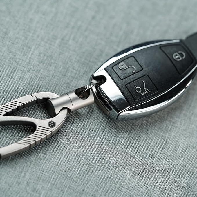 KeyUnity Titanium Carabiner Keychain Clip, Dual-Gate Quick Release EDC Key Ring Holder Organizer for Men and Women