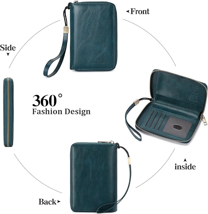 RFID Blocking Passport Holder for Wallet,with Zipper Travel Wallet Credit Cards Case Women Men Passport Cover Wallet