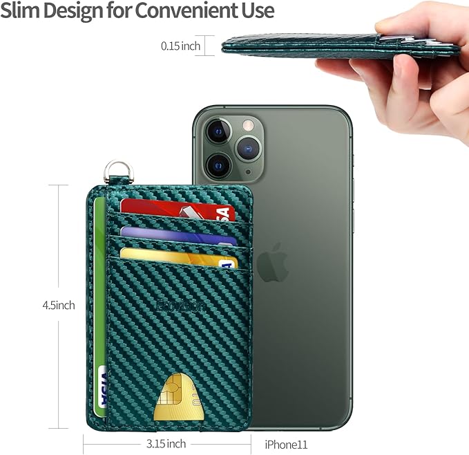 EcoVision Slim Minimalist Front Pocket Wallet, RFID Blocking Credit Card Holder Wallet with Detachable D-Shackle for Men Women