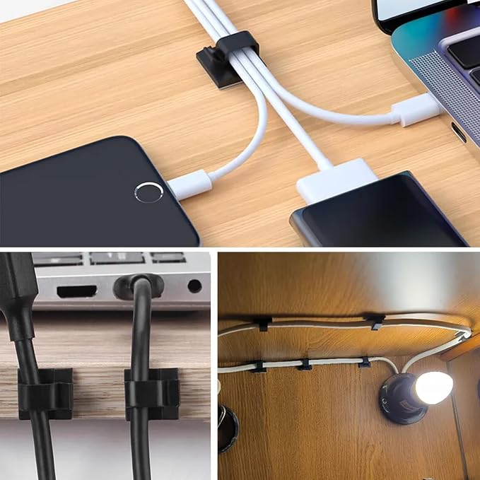 3/4 in Adhesive Cable Clips, 120pcs Outdoor Light Clips, Cord Clips, Sturdy Wire Clips, Finisher Wire Clamp for Home, Car, Office Wire Management Clips (Black, 3/4"-120PCS)