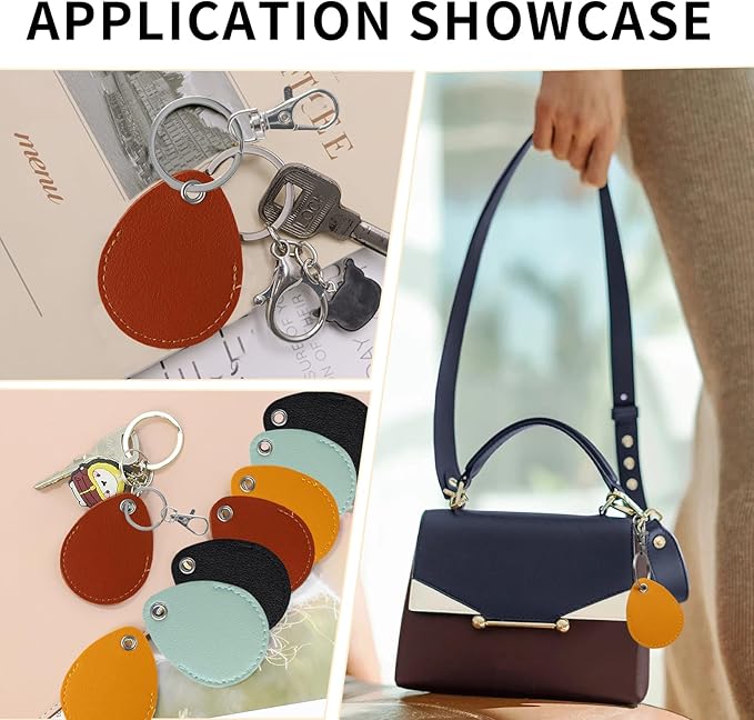 8 Pcs of Pu Leather Keychain Key Holder,Leather Key Fob,Fob Holder,4 Color Options,Small and Light,Easy To Carry,Widely Used in Key Id Key Card Id Card