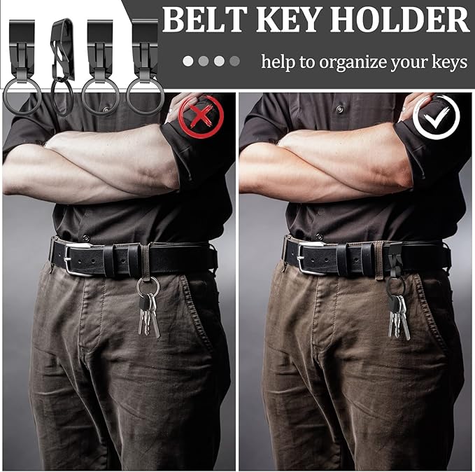 Moxweyeni 4 Pieces Belt Key Clip Key Holder Security Metal Keychain Clip Ring for Men Home Office Supplies(Black)