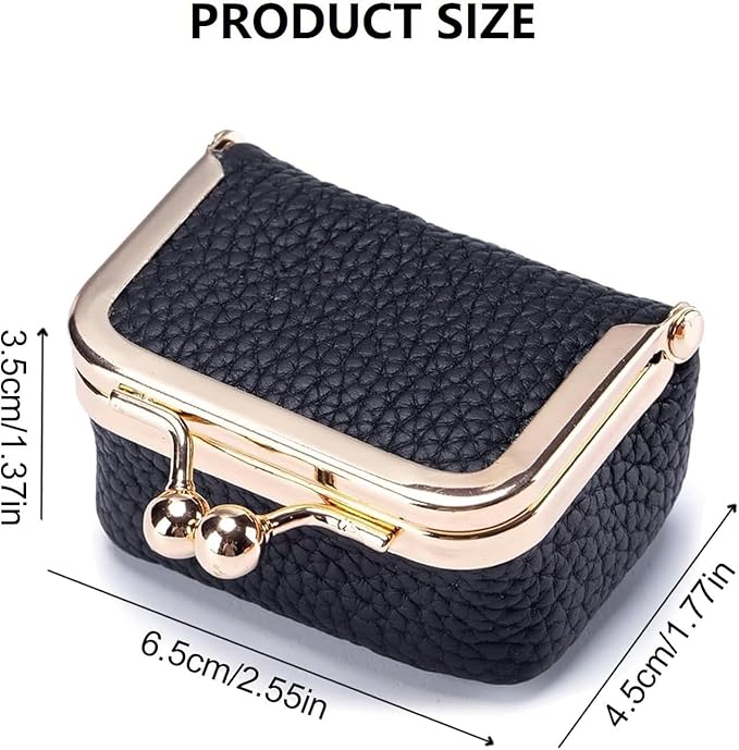 Genuine Leather Mini Jewelry Box & Vintage Wallet for Women - Compact Travel Coin Purse, Lipstick Storage Organizer, Retro Leather Clutch Case (Black/Mini)