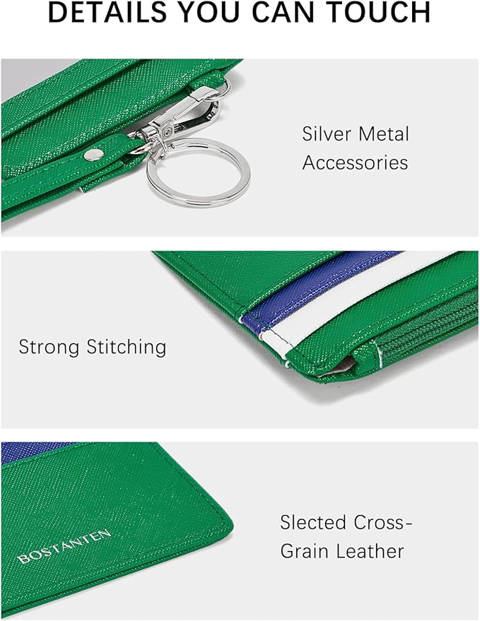BOSTANTEN Small Wallet For Women RFID Leather Credit Card Holder Slim Wristlet Keychain Wallet With Zipper Pocket