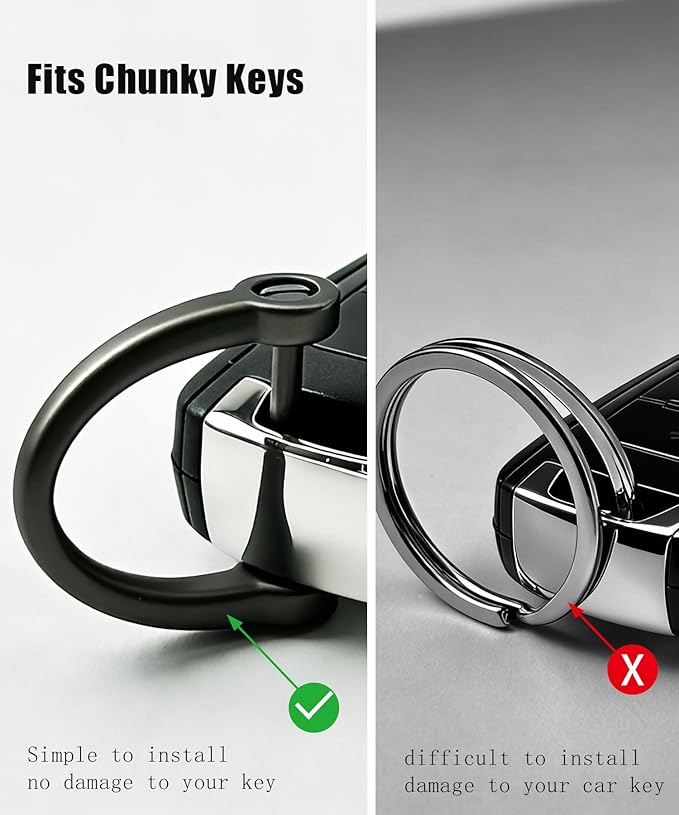 Metal Keychain Clip with Key Rings and D Ring, Heavy Duty Carabiner Key Chain Hook Holder for Car Home Keys