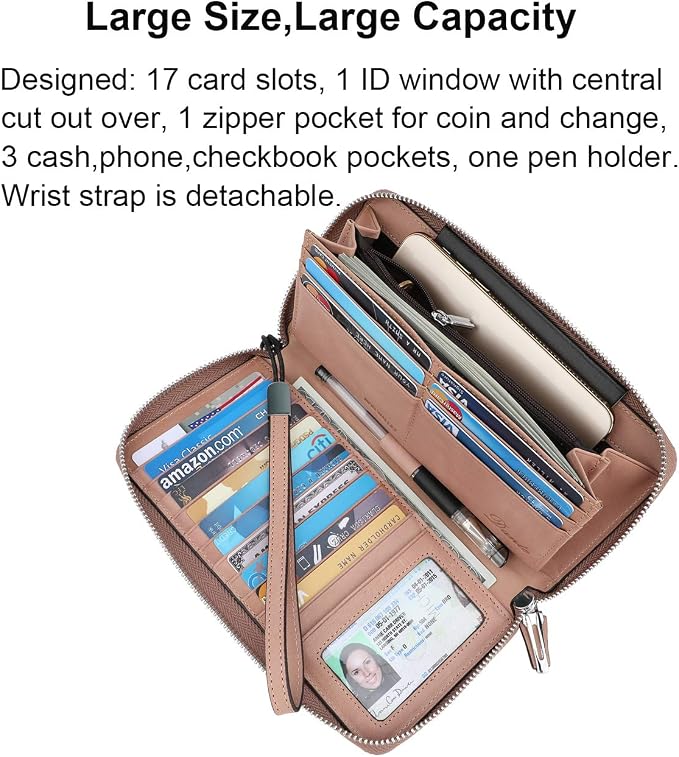 Lavemi Small Compact Women Wallet RFID Blocking Genuine Leather Bifold Purse with ID Windows