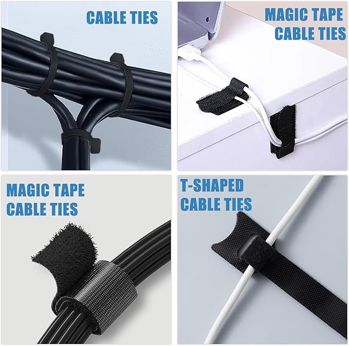 Under Desk Cable Management Tray, No Drill Steel Cord Organizer Kit with 189Pcs Different Essential Accessories for Home Office Standing Desk (13.4inch, Black)