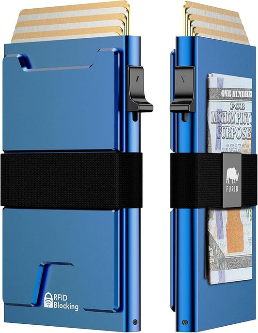 furid Smart Card Wallet for Men Slim: Minimalist Wallet For Men - RFID Blocking Pop Up Front Pocket Wallet, Metal Wallet 11 Card Holder