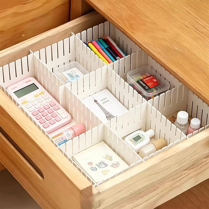 8 White Adjustable Grid Drawer Dividers, Diy Storage Organizer, Used For Organizing Tables And Boxes, Can Be Cut Freely
