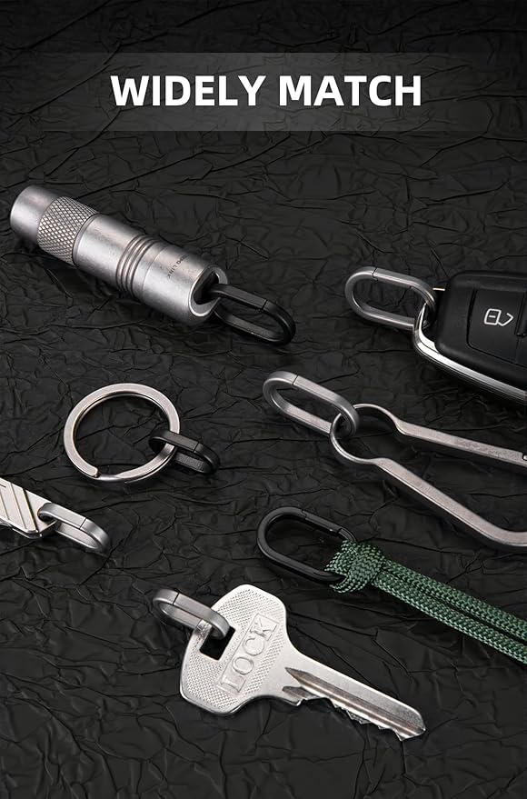 KEEPO LINK Titanium Key Ring Side Pushing, Small Key Ring Quick Release Keychain Connector for Men, 2 Pcs, OLO03