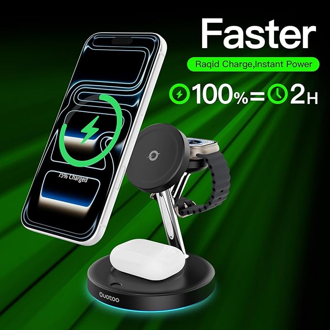 New 3 in 1 Charging Station for Apple Compatible with Magsafe Charger Stand for iPhone 17 16 15 14 13 12 Wireless Charging Station for AirPods Wireless Charger for iWatch Series