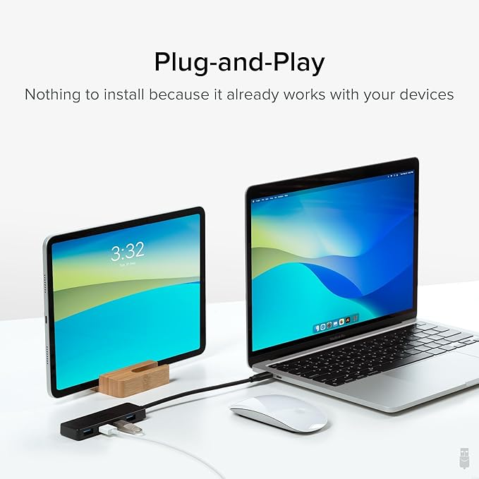 Plugable USB C to USB Adapter Hub, 4 Port USB 3.0 Hub, USB Splitter for Laptop, Compatible with Windows, MacBook Pro/Air, iPad Pro, Surface Pro, Chromebook, Linux, Android, Charging Not Supported