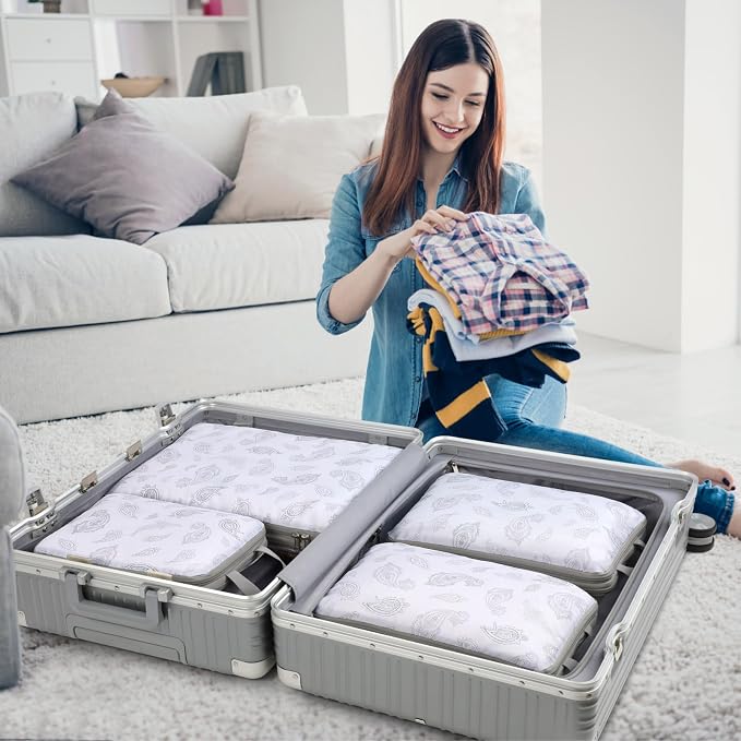 Cambond Compression Packing Cubes for Travel - Lightweight Expandable Travel Bags Luggage Organizers Travel Essentials Compression Cubes for Travel Space Saver for Carry on Suitcases Organizer