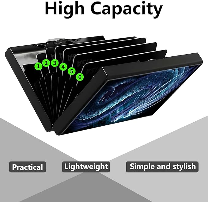 Credit Card Holder, Cool Dragon Design Mini RFID Blocking Aluminum Wallet Slim Metal Hard Case Shell Travel Wallet ID Case Small Credit Cards Case Business Cards for Women Men Girls