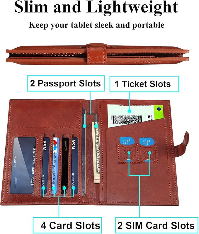 Passport Holder for Travel Essentials, Passport Wallet Cover Card holder Case for Travel Must Haves Accessories, Passport Book Holders for Women and Men, Dark Brown