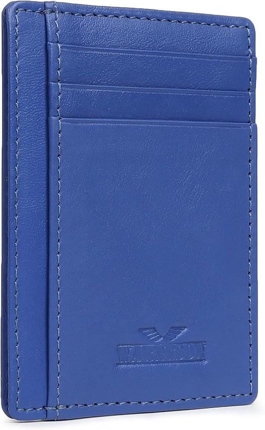 Ultra Slim Leather Wallet Just 0.12 Thick, 6 Card Slots, RFID Blocking, Soft, Durable, Minimalist Genuine Leather, Credit Card Holder for Men & Women Great Gift