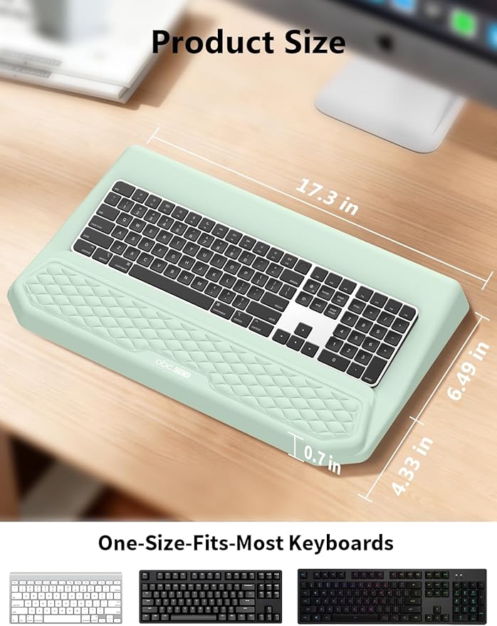 2-in-1 Ergonomic Keyboard Stand with Wrist Rest, Comfy Keyboard Riser Holder with Massage Design, Light Green