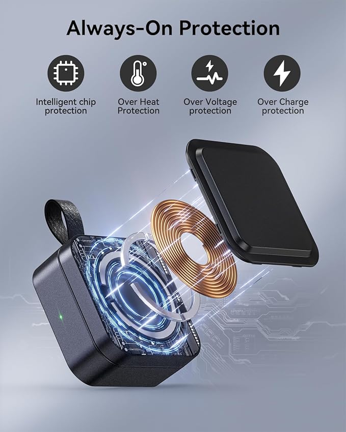 3 in 1 Wireless Charging Station for Apple Devices, Magnetic Foldable Travel Fast Charger Stand Compatible with MagSafe for iPhone Air/17/16/15/14/13/12 Series, Apple Watch & AirPods Pro/4/3/2-Black