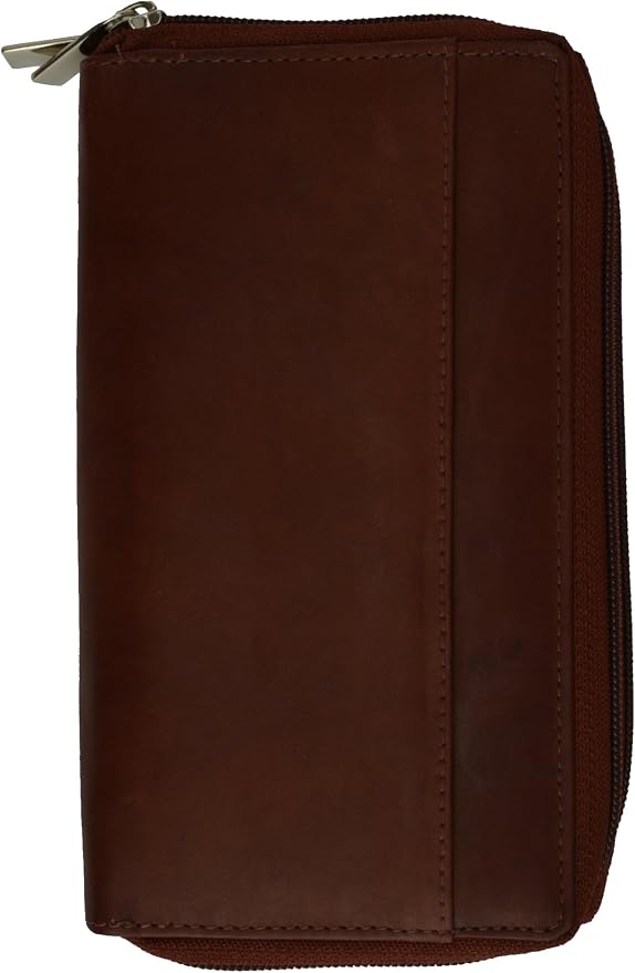 MARSHAL Genuine Leather Double Zipper Clutch Checkbook Wallet for Women #4575CF