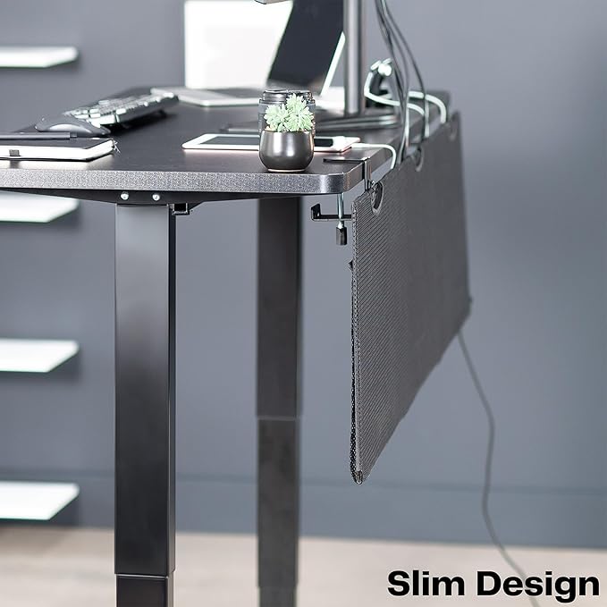 VIVO 60 Inch Clamp-on Privacy and Cable Management Organizer Sleeve, Wire Hider Kit Panel System, Desk Skirt, Black, DESK-SKIRT-60P