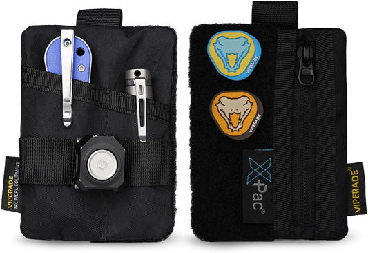 VIPERADE VE15 Small EDC Pouch, Pocket Organizer, EDC Pocket Pouch with DIY Patches Area, EDC Pocket Organizer Wallet for Cards, Small Tool Pouch for EDC Gears