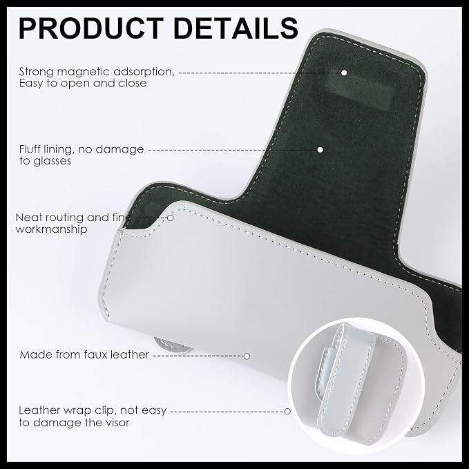 Sunglass Holder for Car Visor, Car Sunglasses Holder Leather, Eyeglasses Holder Glasses Storage Case Visor Accessories