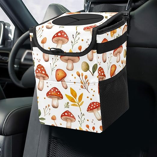Car Trash Can – Multi-Purpose, Lightweight and Portable with Durable Water-Resistant Coating, No Installation Required, Practical and Ample Capacity, Variety of Colors.Mushroom