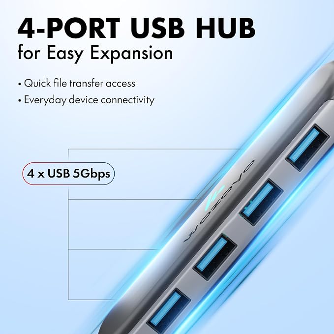 Type C to 4 Port Wozoyo USB 3.2 Hub, 4XUSB 5 Gbps, Data Transfer Upto 5Gbps, Plug & Play, Multiport Type C Hub with 30cm Cable, Compatible with MacBook, Tablet, Smartphones and Type C Enabled Devices