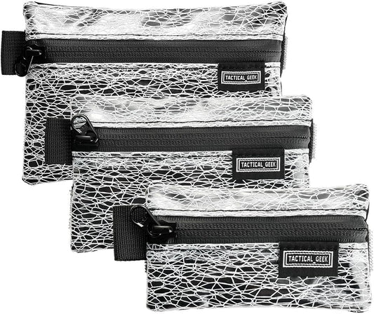 TACTICAL_GEEK Storage A5 EDC Storage Pouch Set, Molle EDC Gadget Pouch, Multi-Functional Utility Small Tool Pocket for Daily Carry (Transparent Grid)