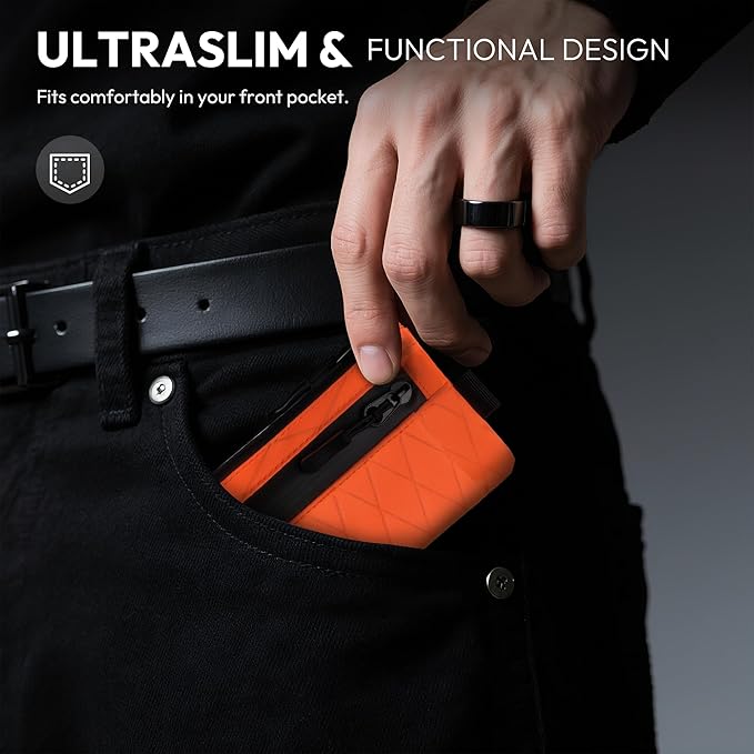 EDC Pouch RFID Blocking Tactical Zipper Wallet, Waterproof Wallet for Men (Holds 1–12 Cards)