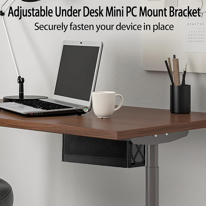 Adjustable Under Desk Mini PC Mount Bracket Holder for PCS or NAS,Heavy-Duty Adjustable Under Desk Mount for Desktop NAS 1/2/4(Network Attached Storage),CPU,Mini PC,UPS,SFF Desktop Tower,Xbox Series X