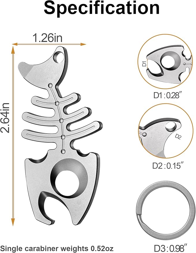 TISUR Titanium Keychain Bottle Opener with Stainless Steel Key Ring, EDC key chain multitool Pry Bar, Gifts for Men