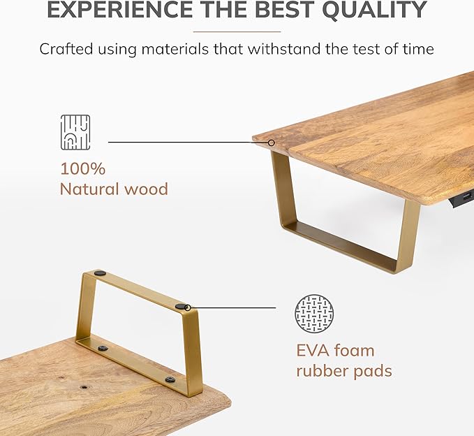 Anji Mountain Monitor Stand - Desktop Organizer & Laptop Riser, Ergonomic Monitor Riser, Space-Saving Monitor Stand for Desk, Durable Construction, Easy Assembly, Ideal for Home & Office,Natural