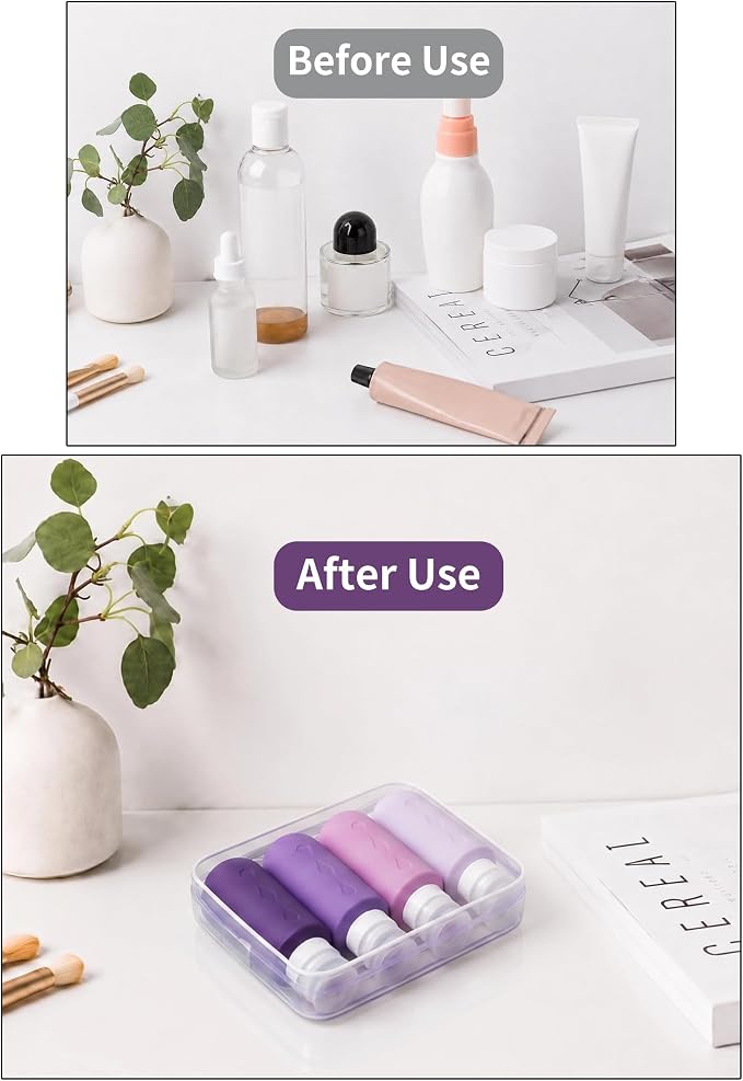 Gemice Travel Bottles for Toiletries, Tsa Approved Travel 6oz Size Containers with Clear Bag, BPA Free Leak Proof Travel Tubs Refillable Liquid Travel Accessories for Cometic Shampoo Lotion