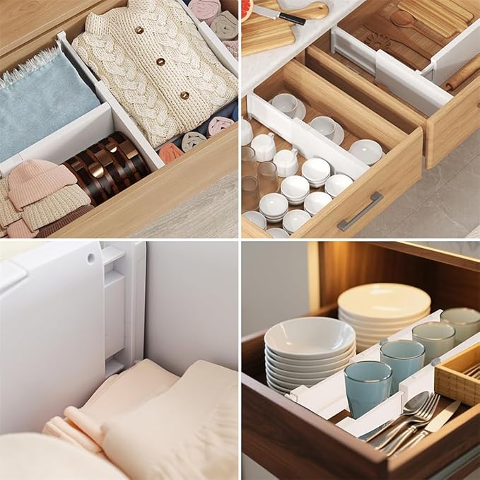 Drawer Dividers Dresser Drawer Organizer 3 Pack Adjustable Kitchen Drawers Divider Plastic Separators for Clothes Desk Office Storage