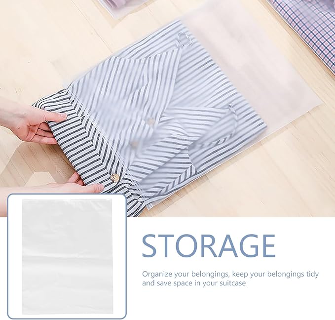 10Pcs Waterproof Travel Clothes Packaging Bags Zipper Sealed Storage Pouches for Garment Socks Underwear Organizer, Dustproof Packing Organizers for Suitcases (24X35Cm, 28X40Cm,