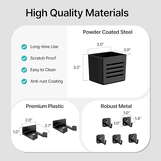 44" Clamp on Desk Shelf, Desktop Shelving System, Bundle with 8 Pieces Accessories, Black