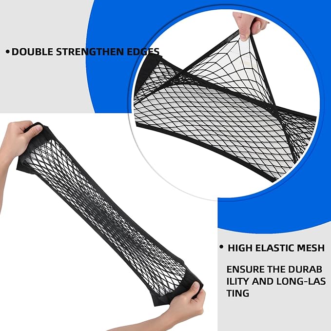 2 Packs Universal Mesh Cargo Net,Elastic Car Storage Net Pocket Bag for Trunk,Automotive Cargo Nets Storage Pouch Add On Organizers for RV,Car,Truck(22.6 * 9.5 inch)