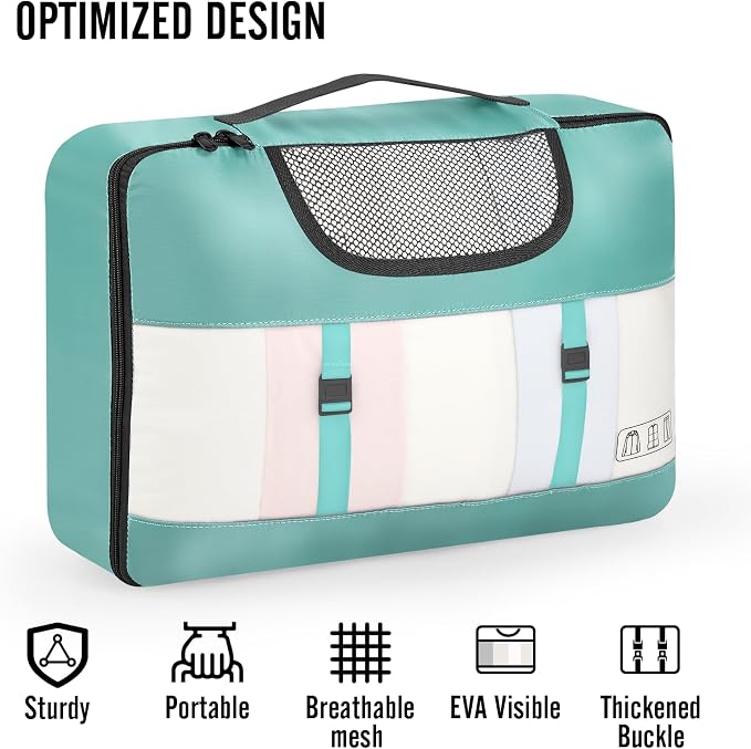 Veken 8 Set Packing Cubes for Travel Essentials, Suitcase Organizer Bags in 4 Sizes, Carry-On Luggage Accessories with Laundry Bag, Airplane Must Have, Gifts for Women Men