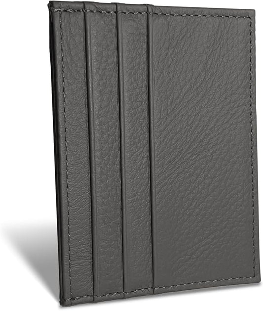 WOXVM Credit Card Holder Wallet RFID Blocking Slim Credit Card Cases Holder Premium Leather Minimalist Front Pocket Small Wallet with 6 Card Slots and 1 Pockets for Men Women (Grey)